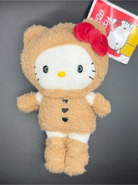 Sanrio 50th Anniversary long leg Hello Kitty With teddy bear costume keychain